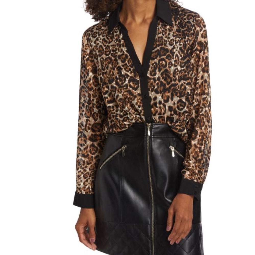 Women's Nova Silk Burnout Button-Front Blouse Elie Tahari. Nwt Size Xs